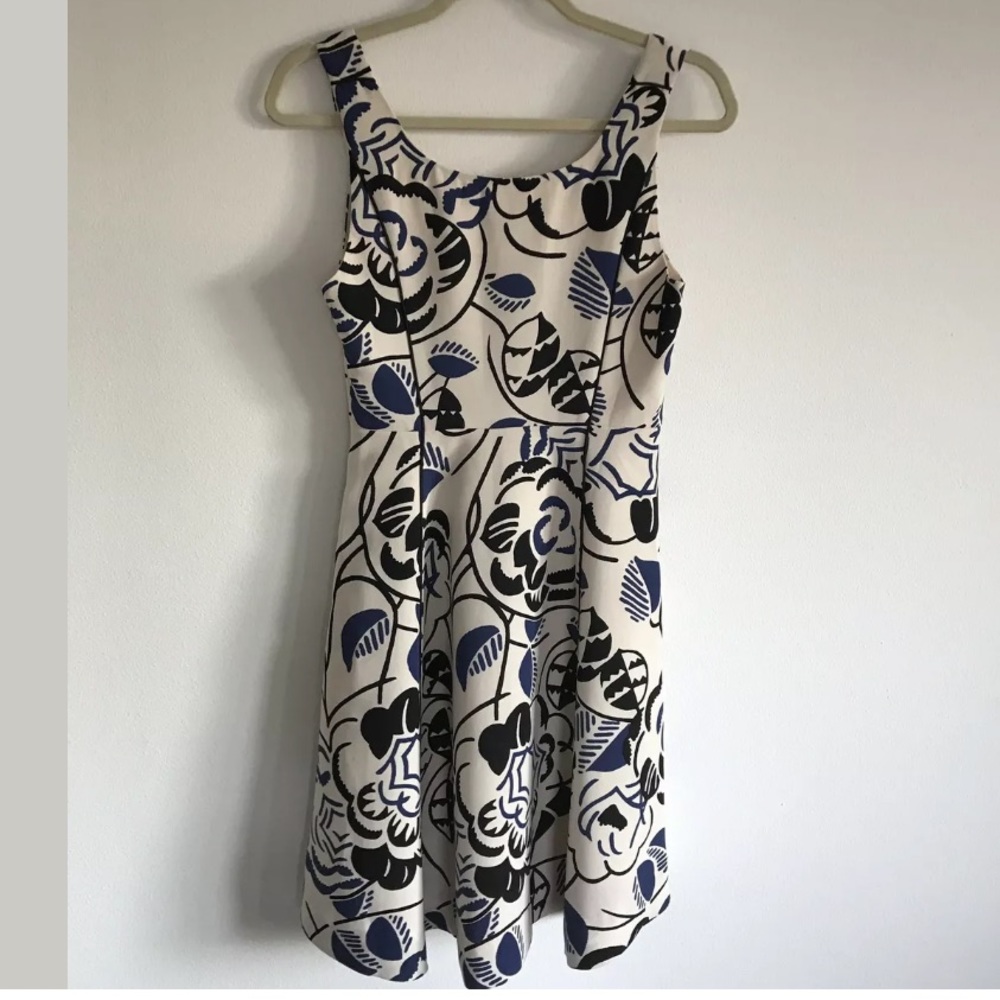Anthro Vanessa Virginia Ink Set Blooms Dress SZ 0 - Picture 7 of 8